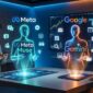 Ilustrasi persaingan asisten AI antara Meta Muse dan Google Gemini dalam ekosistem digital.(poto: AI).