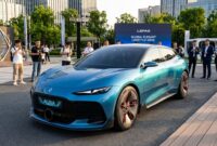 Ilustrasi Mobil konsep Lepas AURA tampil perdana dalam ajang Global Elegance Night di Wuhu, Tiongkok.(poto: AI).