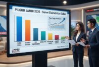 Ilustrasi grafis hasil pemantauan bursa calon gubernur dalam peta politik Pilgub Jambi 2029 tanpa kehadiran petahana.(poto: AI).