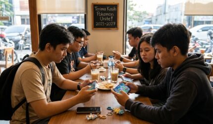 Komunitas pemain berkumpul main Pokemon Unite di kafe jelang penutupan server game.