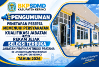 Panitia Seleksi Jabatan Pimpinan Tinggi Pratama mengumumkan hasil kualifikasi berkas dan rekam jejak seleksi JPT Pratama Kerinci tahun 2026.(poto: BKPSDM Kerinci).