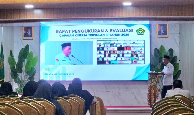 Kantor Wilayah Kementerian Agama Provinsi Jambi menggelar evaluasi capaian kinerja Kemenag untuk periode Triwulan III Tahun 2026.(poto: jambi.kemenag.go.id).